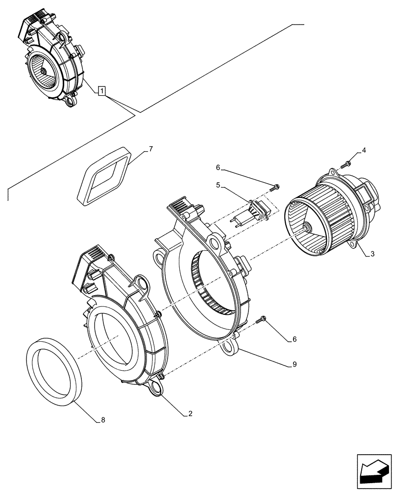 Схема запчастей Case IH FARMLIFT 742 - (55.050.AQ[02]) - VAR - 702002, 749193 - CAB, BLOWER, COMPONENTS (55) - ELECTRICAL SYSTEMS