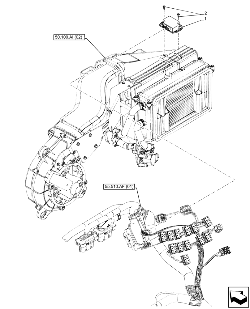 Схема запчастей Case IH FARMLIFT 935 - (55.050.AK[01]) - VAR - 702002 - CAB, HEATER, DRIVER (55) - ELECTRICAL SYSTEMS