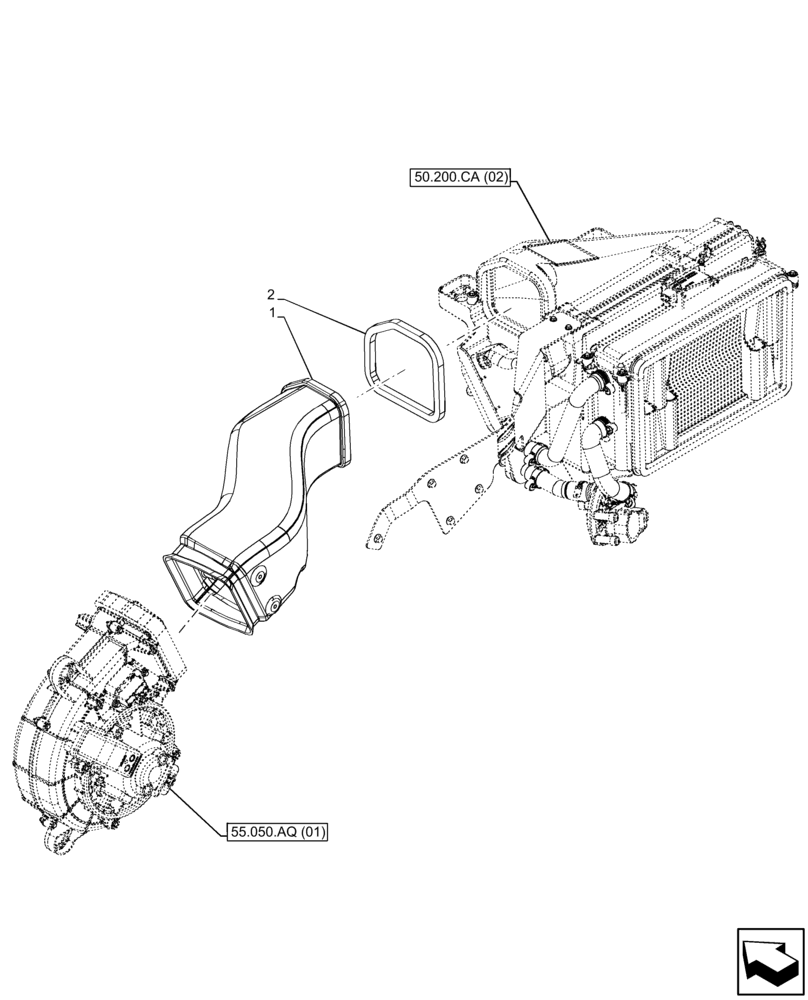 Схема запчастей Case IH FARMLIFT 632 - (50.104.AO[02]) - VAR - 749193 - CAB, HEATER, AIR DUCT (50) - CAB CLIMATE CONTROL