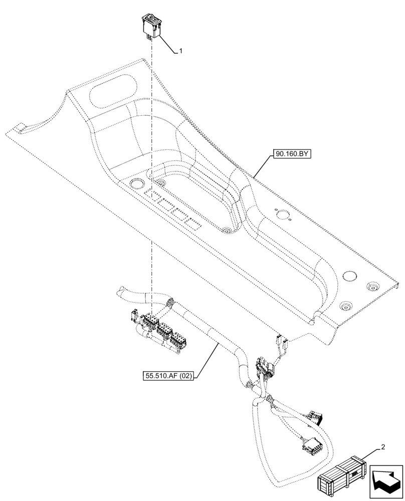 Схема запчастей Case IH FARMLIFT 635 - (55.512.CF[02]) - VAR - 749296 - AUXILIARY HYDRAULIC, REAR, SWITCH (55) - ELECTRICAL SYSTEMS