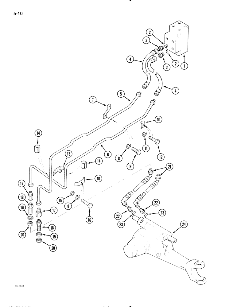 Схема запчастей Case IH 595 - (5-10) - POWER STEERING TUBES, FRONT, MFD TRACTOR (05) - STEERING