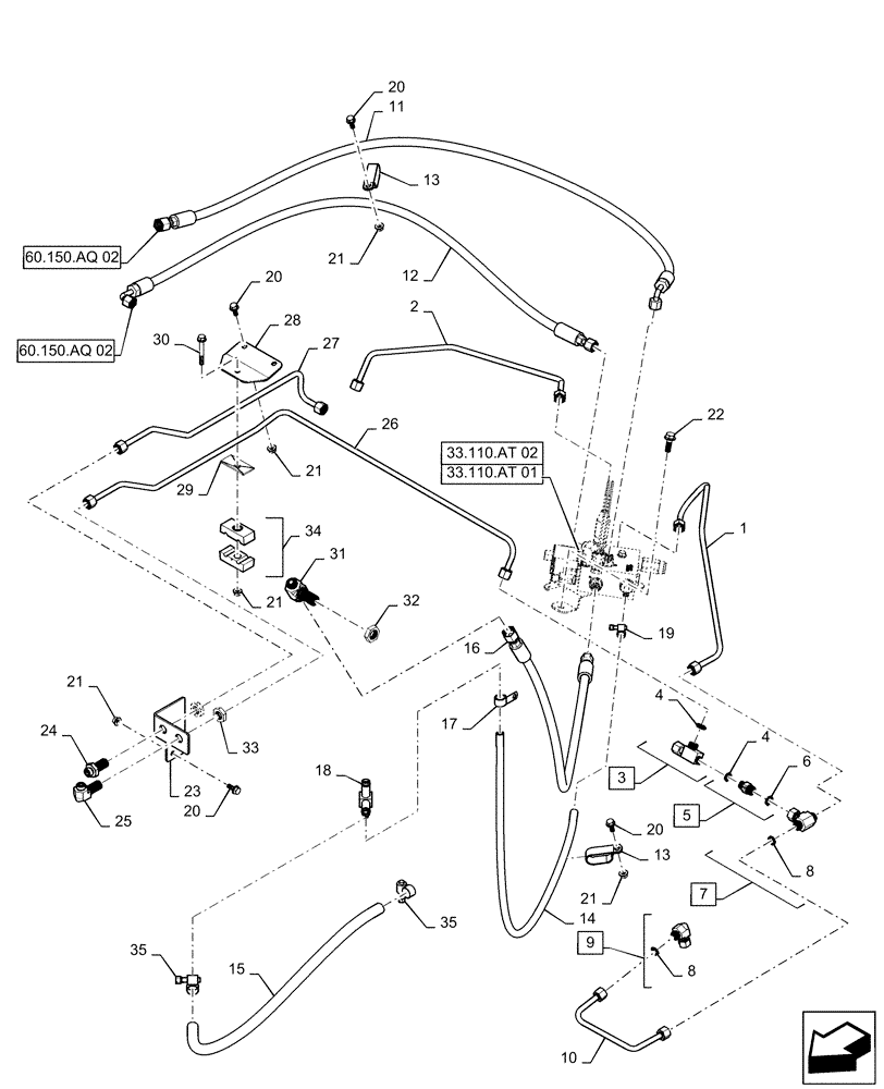 Схема запчастей Case IH AF4077 - (33.202.BT) - HYDRAULIC BRAKE, SERVICE AND PARK (33) - BRAKES & CONTROLS