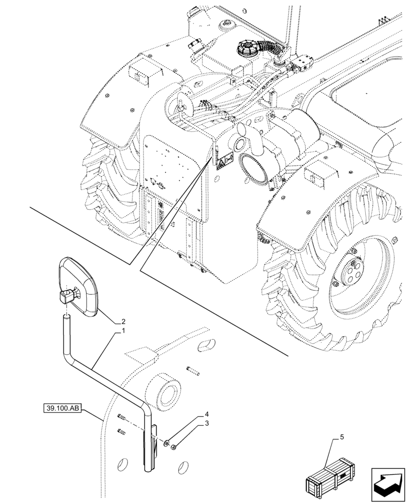 Схема запчастей Case IH FARMLIFT 935 - (90.118.BM[04]) - VAR - 749025, 749714 - RH MIRROR, REAR (90) - PLATFORM, CAB, BODYWORK AND DECALS