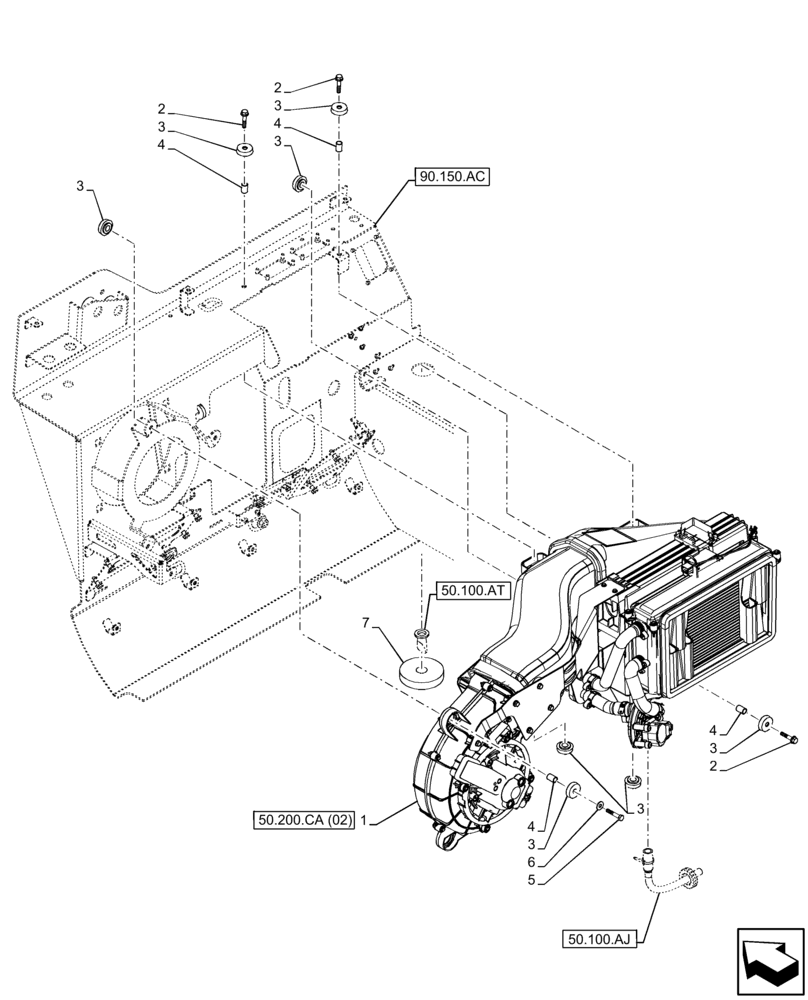 Схема запчастей Case IH FARMLIFT 635 - (50.200.CA[01]) - VAR - 749193 - AIR CONDITIONING, EVAPORATOR (50) - CAB CLIMATE CONTROL