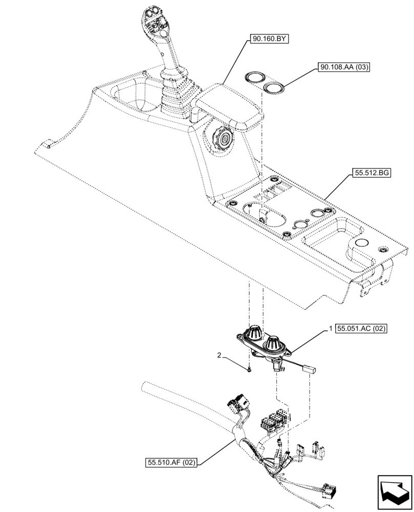 Схема запчастей Case IH FARMLIFT 935 - (55.051.AC[01]) - VAR - 749193 - AIR CONDITIONING, SWITCH (55) - ELECTRICAL SYSTEMS