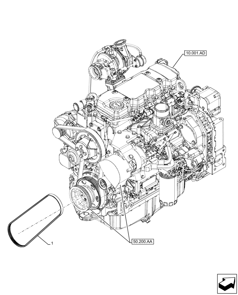 Схема запчастей Case IH FARMLIFT 632 - (50.200.AT) - VAR - 749193 - AIR CONDITIONING, BELT (50) - CAB CLIMATE CONTROL