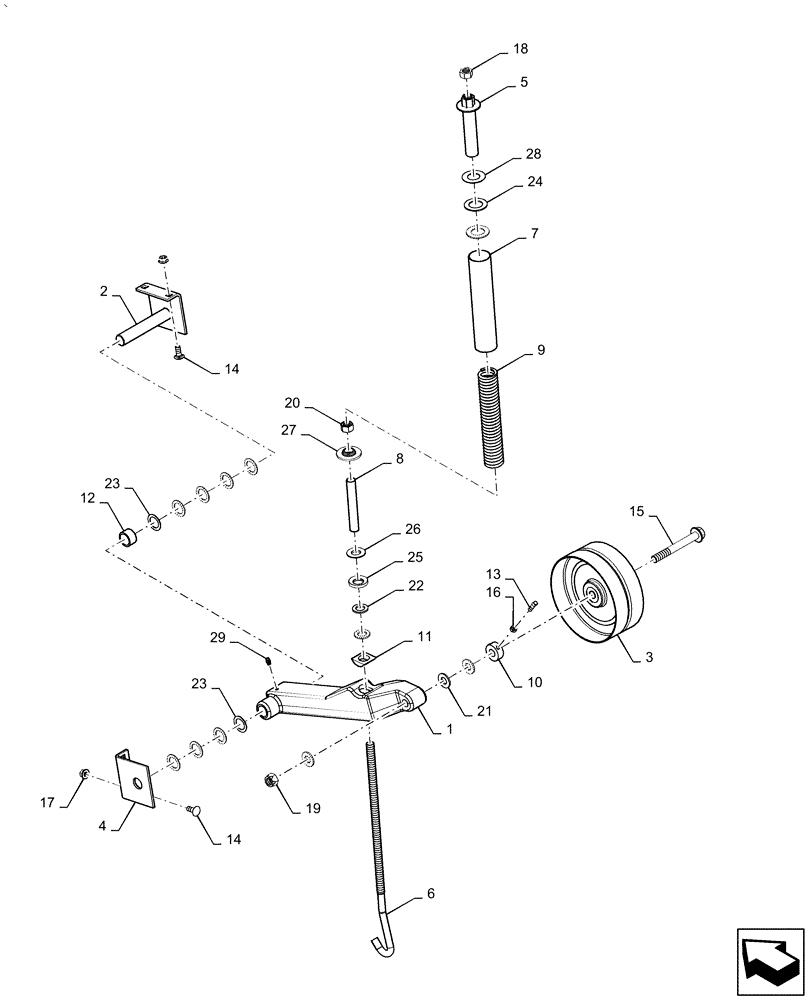 Схема запчастей Case IH AF4077 - (60.120.AI[05]) - FEEDER PIVOT IDLER, STANDARD (60) - PRODUCT FEEDING