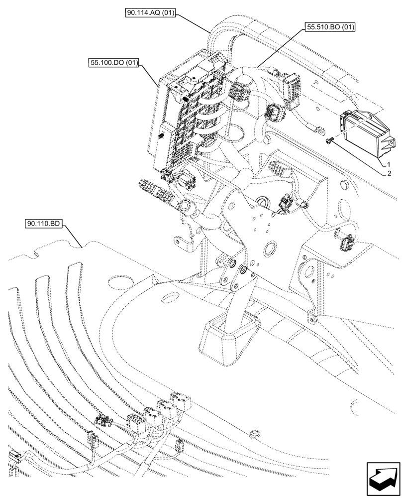 Схема запчастей Case IH FARMALL 105C - (55.404.DB[02]) - VAR - 334187, 334190, 392315 - FLASHER UNIT, W/O CAB (55) - ELECTRICAL SYSTEMS