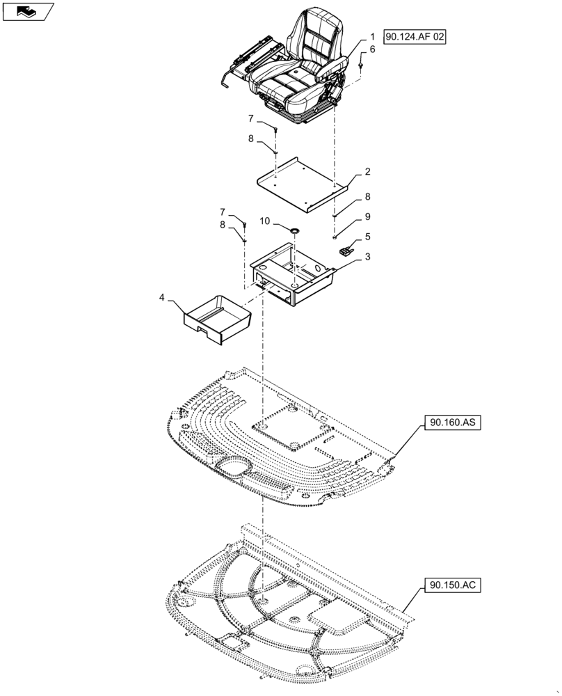 Схема запчастей Case IH WD2504 - (90.124.AF) - SEAT, LEATHER (90) - PLATFORM, CAB, BODYWORK AND DECALS