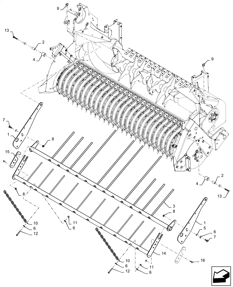 Схема запчастей Case IH RB465 - (60.220.CC[02]) - VAR - 726817 - 1.8M TINE WINDGUARD, OVERSHOT FEEDER (60) - PRODUCT FEEDING