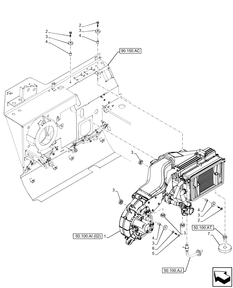 Схема запчастей Case IH FARMLIFT 935 - (50.100.AI[01]) - VAR - 702002 - CAB, HEATER (50) - CAB CLIMATE CONTROL