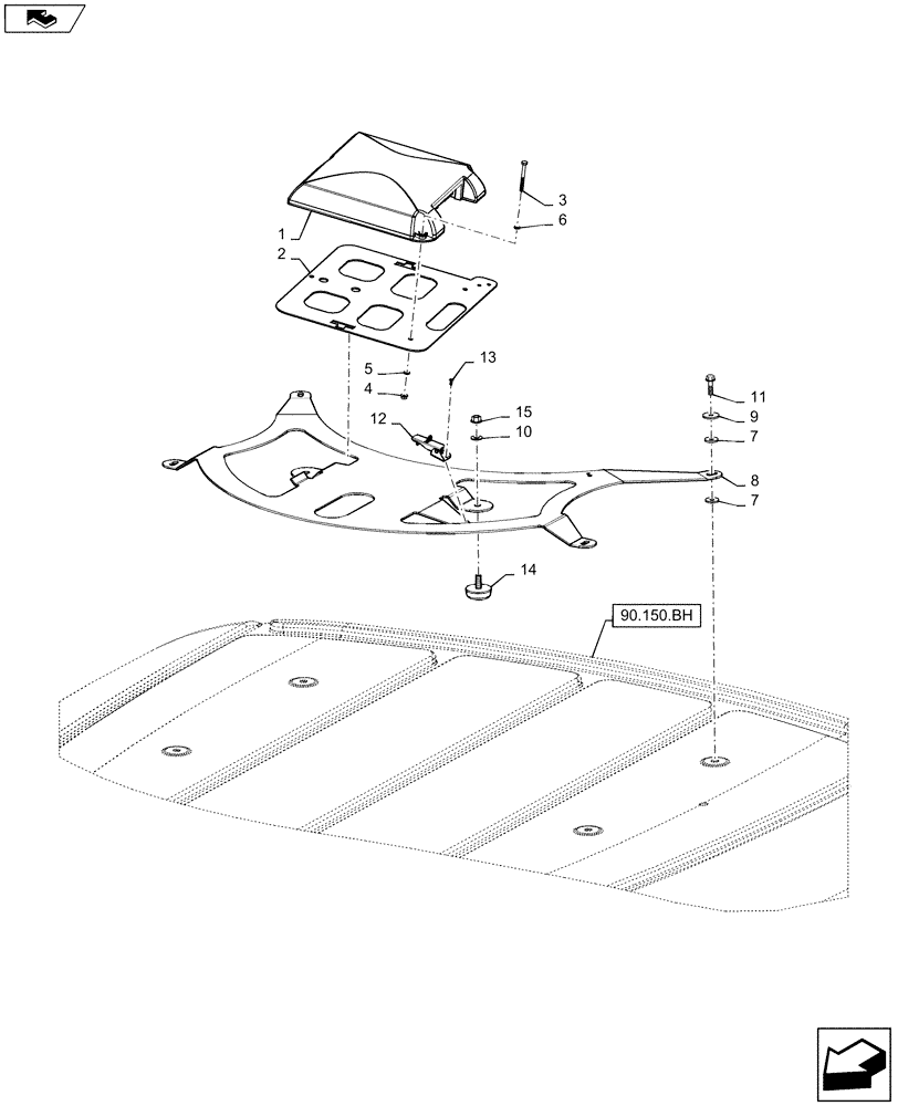 Схема запчастей Case IH WD1904 - (55.911.AB[02]) - GPS RECEIVER ANTENNA MOUNTING PARTS, HP/XP (55) - ELECTRICAL SYSTEMS