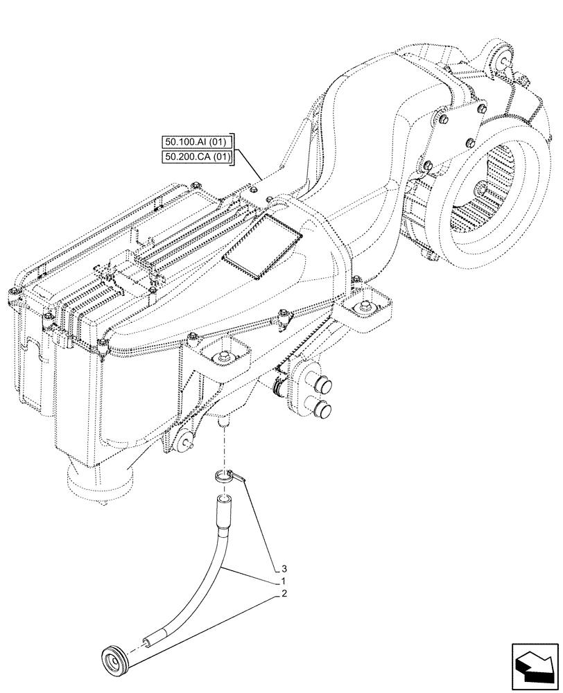 Схема запчастей Case IH FARMLIFT 742 - (50.100.AJ) - VAR - 702002, 749193 - CAB, HEATER, DRAIN LINE (50) - CAB CLIMATE CONTROL