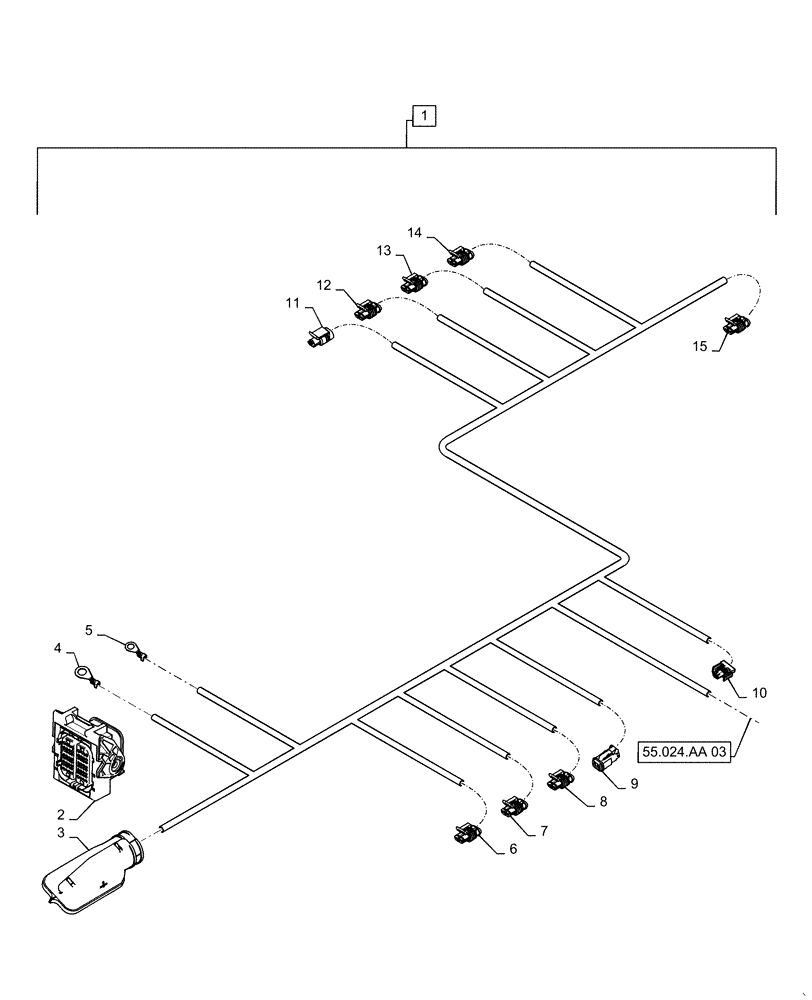 Схема запчастей Case IH MAGNUM 310 - (55.024.AA[02]) - VAR - 429330, 429331, 429332, 429333 - WIRE HARNESS, TRANSMISSION, POWERSHIFT (55) - ELECTRICAL SYSTEMS