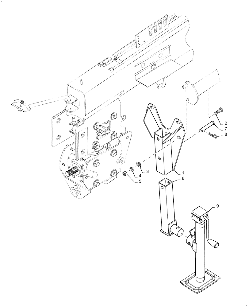 Схема запчастей Case IH DC133 - (39.110.AM[03]) - JACK, GROUP DRAWBAR CENTER PULL TYPE (39) - FRAMES AND BALLASTING