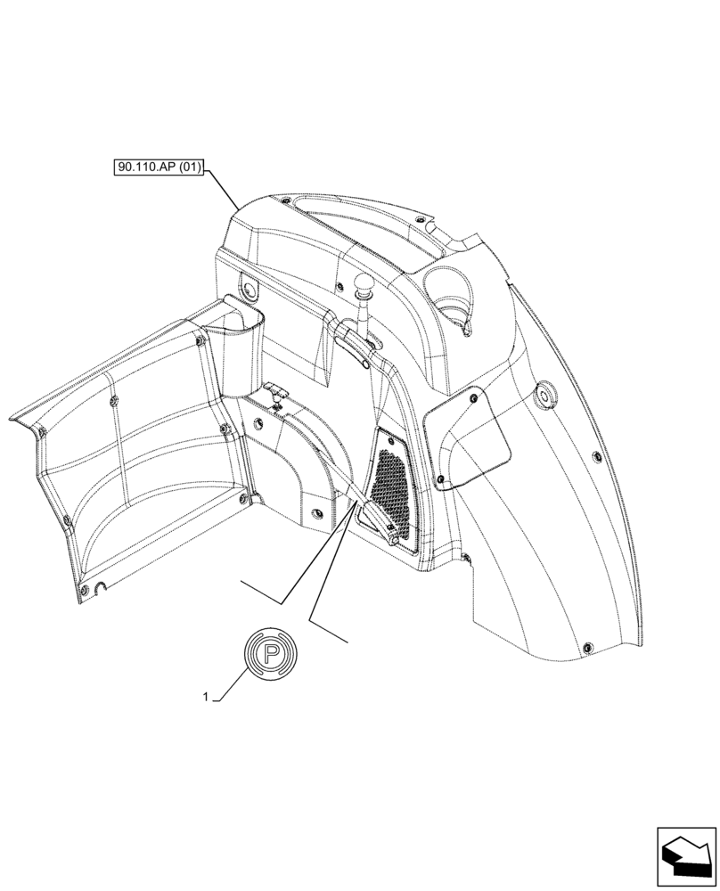 Схема запчастей Case IH FARMALL 115C - (90.108.AC[16]) - VAR - 334187, 334190, 392315 - WARNING DECAL, W/O CAB (90) - PLATFORM, CAB, BODYWORK AND DECALS