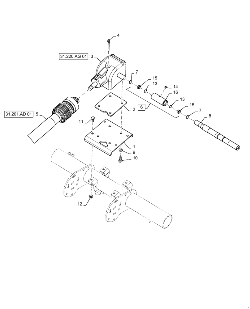 Схема запчастей Case IH RB455 - (31.220.AL[01]) - VAR - 726871 - GEARBOX AND DRIVE, STANDARD, 540 RPM, YFN188618 AND PRIOR (31) - IMPLEMENT POWER TAKE OFF