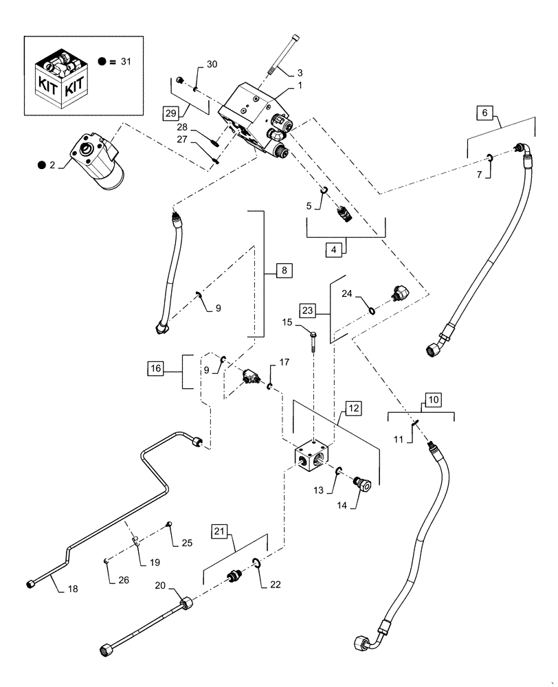 Схема запчастей Case IH MAGNUM 220 - (41.200.AT[04]) - HYDRAULIC STEERING SYSTEM - CVT, NON-SUSPENDED AXLE (41) - STEERING