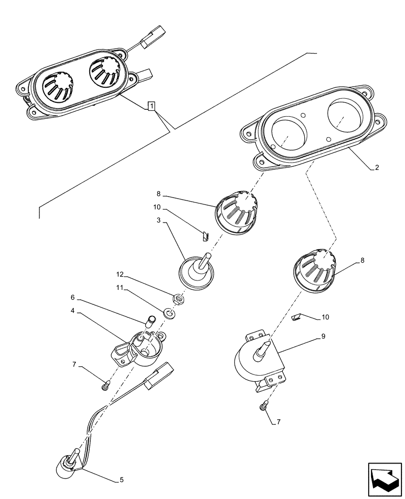 Схема запчастей Case IH FARMLIFT 742 - (55.051.AB[02]) - VAR - 702002 - HEATER, SWITCH COMPONENTS (55) - ELECTRICAL SYSTEMS