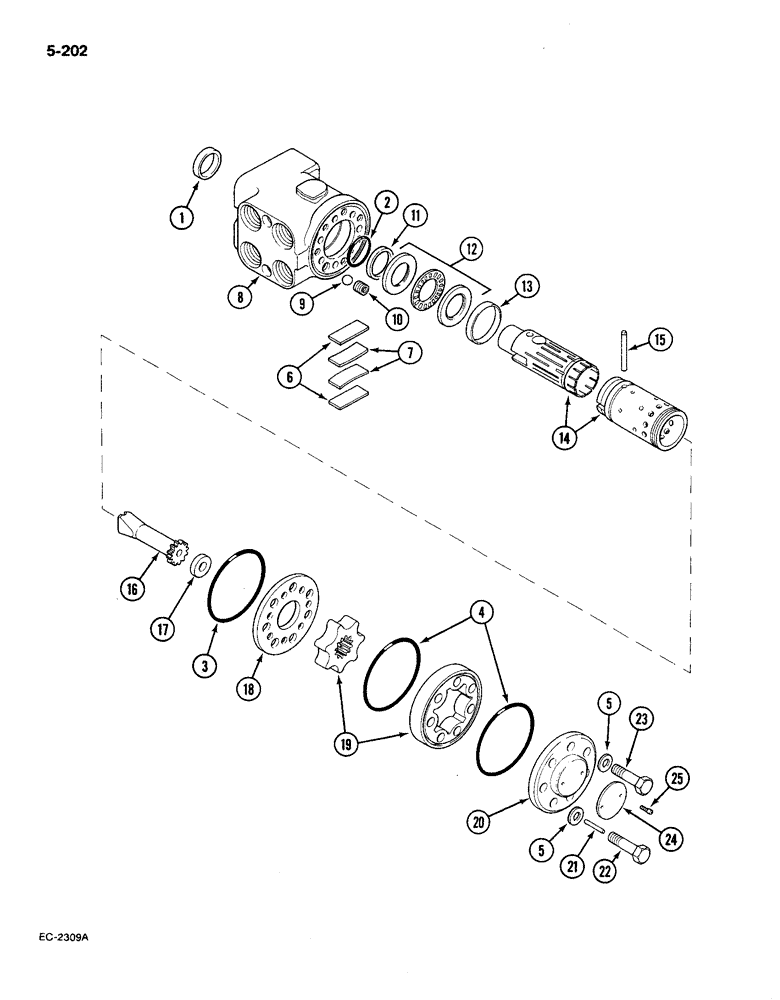 Схема запчастей Case IH 585 - (5-202) - STEERING VALVE, PRIOR TO P.I.N. 18001, DANFOSS OSPB 80 OR (05) - STEERING