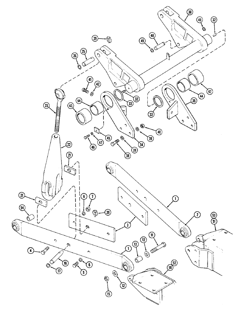 Схема запчастей Case IH 2470 - (398) - THREE POINT HITCH, DRAFT ARM, LIFT LINK AND ROCKSHAFT (09) - CHASSIS/ATTACHMENTS