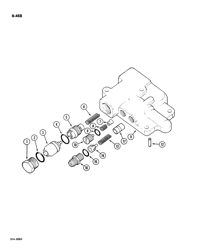 Схема запчастей Case IH 585 - (8-468) - UNLOADING AND FLOW CONTROL VALVE (08) - HYDRAULICS