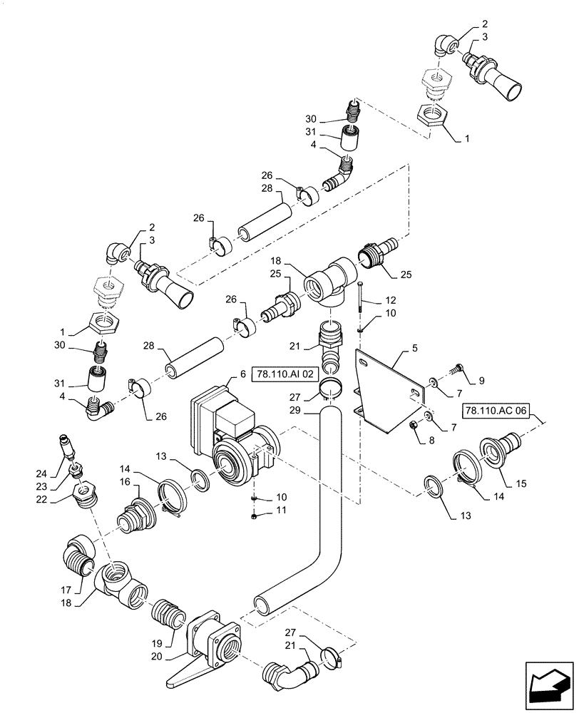 Схема запчастей Case IH PATRIOT 3240 - (78.110.AI[01]) - SPARGE PLUMBING (78) - SPRAYING