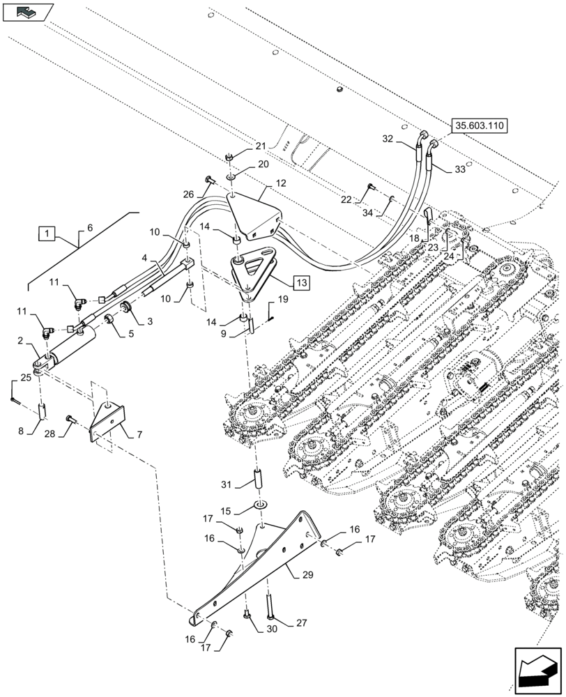 Схема запчастей Case IH 4412F-30 - (35.603.070) - DECK/STRIPPER PLATES CONTROL (35) - HYDRAULIC SYSTEMS