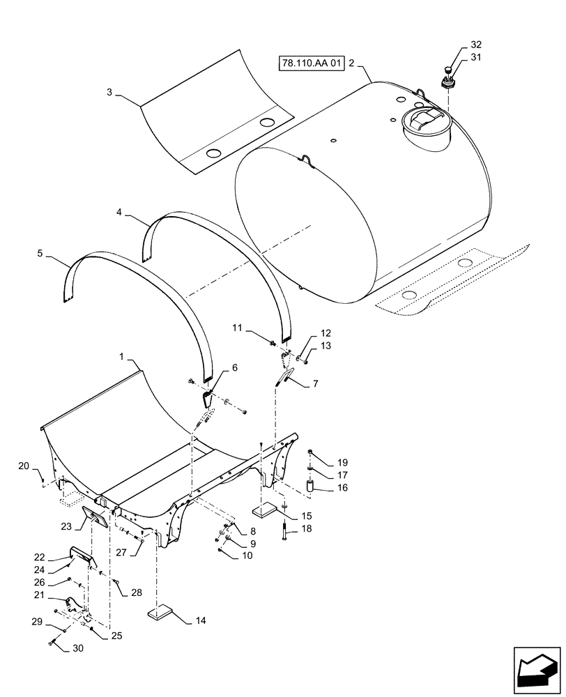 Схема запчастей Case IH PATRIOT 3240 - (78.110.AA[05]) - MOUNTING PARTS, 800 GAL SST TANK (78) - SPRAYING