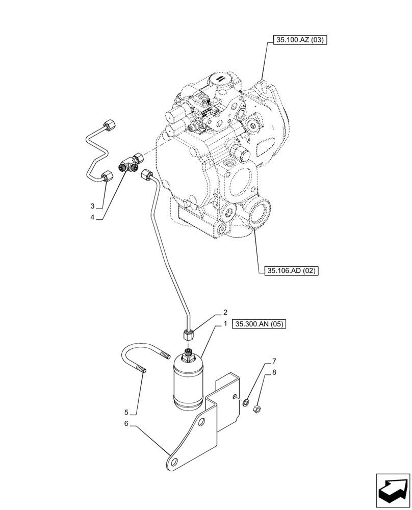 Схема запчастей Case IH PUMA 200 CVT - (35.300.AN[04]) - VAR - 337427, 337433, 391138, 758022 - OIL FILTER, PRIORITY VALVE, CVT (35) - HYDRAULIC SYSTEMS