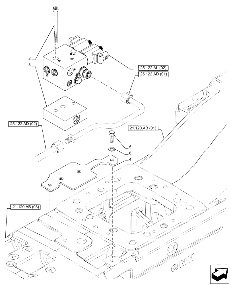 Схема запчастей Case IH PUMA 220 - (25.122.AL[01]) - VAR - 758048, 758049 - FRONT AXLE, SUSPENDED, CONTROL VALVE, POWERSHIFT (25) - FRONT AXLE SYSTEM