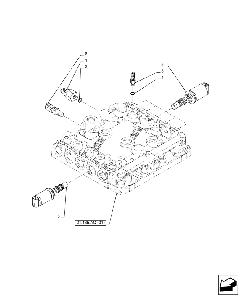 Схема запчастей Case IH PUMA 185 - (55.024.AH[01]) - VAR - 337426, 337428, 391137, 758017, 758018, 758019, 758020, 758021 - TRANSMISSION CONTROL VALVE, SWITCH, SOLENOID VALVE (55) - ELECTRICAL SYSTEMS