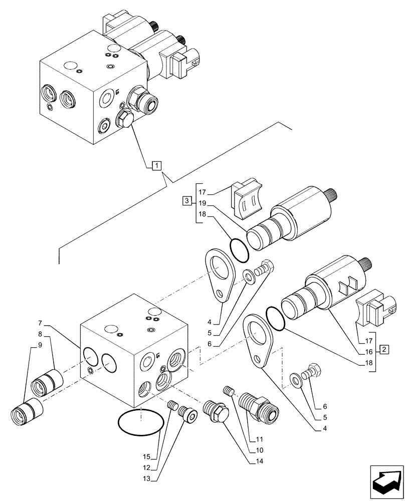 Схема запчастей Case IH PUMA 200 - (25.122.AL[02]) - VAR - 758048, 758049 - FRONT AXLE, SUSPENDED, CONTROL VALVE, COMPONENTS, POWERSHIFT (25) - FRONT AXLE SYSTEM