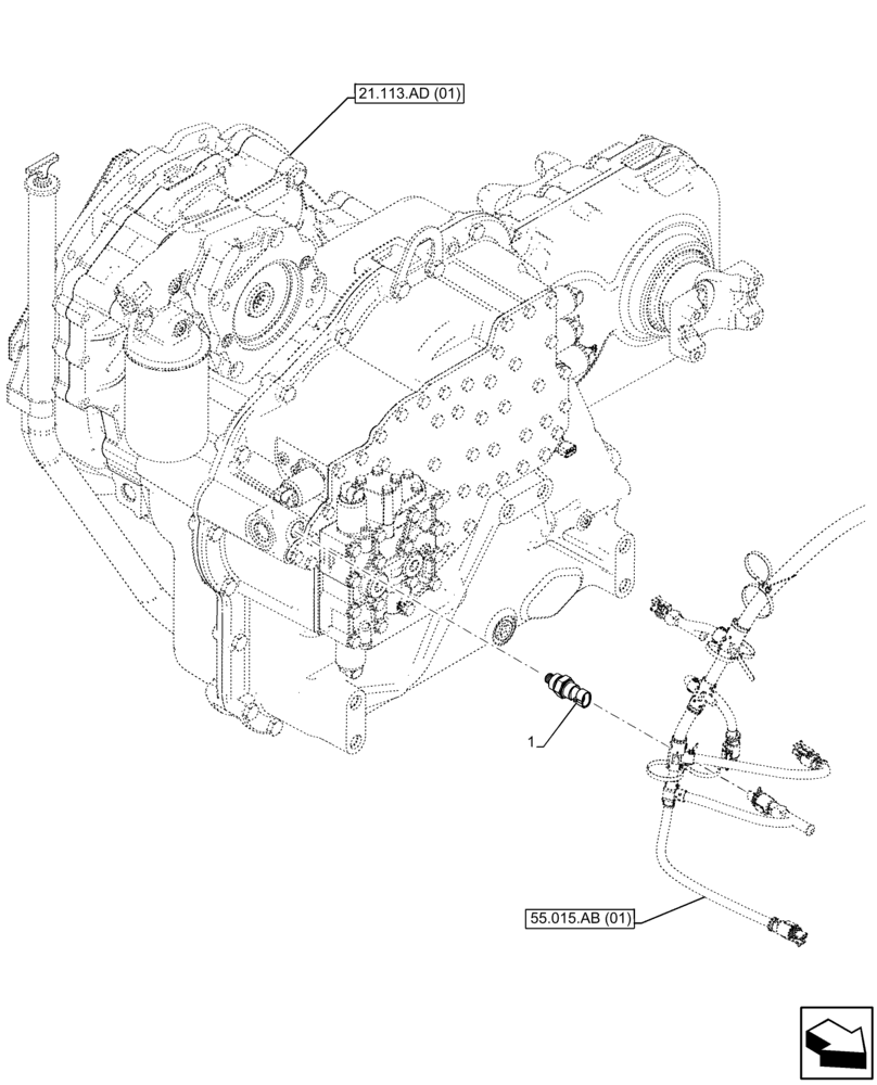 Схема запчастей Case IH FARMLIFT 742 - (55.022.AB) - TRANSMISSION, TEMPERATURE SWITCH (55) - ELECTRICAL SYSTEMS