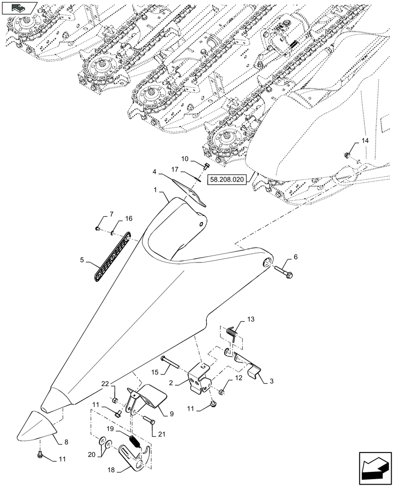 Схема запчастей Case IH 4408F-30 - (58.130.230) - END DIVIDER, LH & RH (58) - ATTACHMENTS/HEADERS