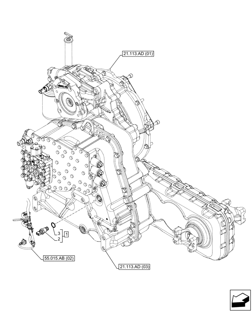 Схема запчастей Case IH FARMLIFT 735 - (55.020.AB) - TRANSMISSION, SENSOR (55) - ELECTRICAL SYSTEMS