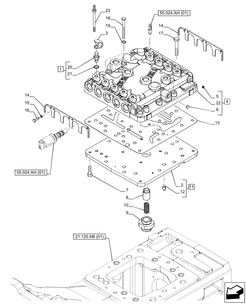 Схема запчастей Case IH PUMA 220 - (21.135.AQ[01]) - VAR - 337426, 337428, 337429, 337430, 337431, 337432, 391137, 758017, 758018, 758019, 758020, 758021 - TRANSMISSION, CONTROL VALVE (21) - TRANSMISSION