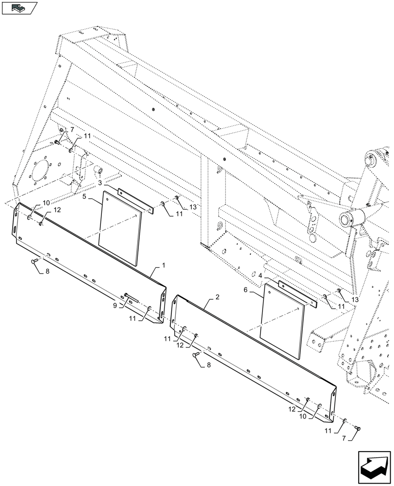 Схема запчастей Case IH 4412F-30 - (58.208.790) - CHOPPER SHIELDINGS, LH & RH (58) - ATTACHMENTS/HEADERS