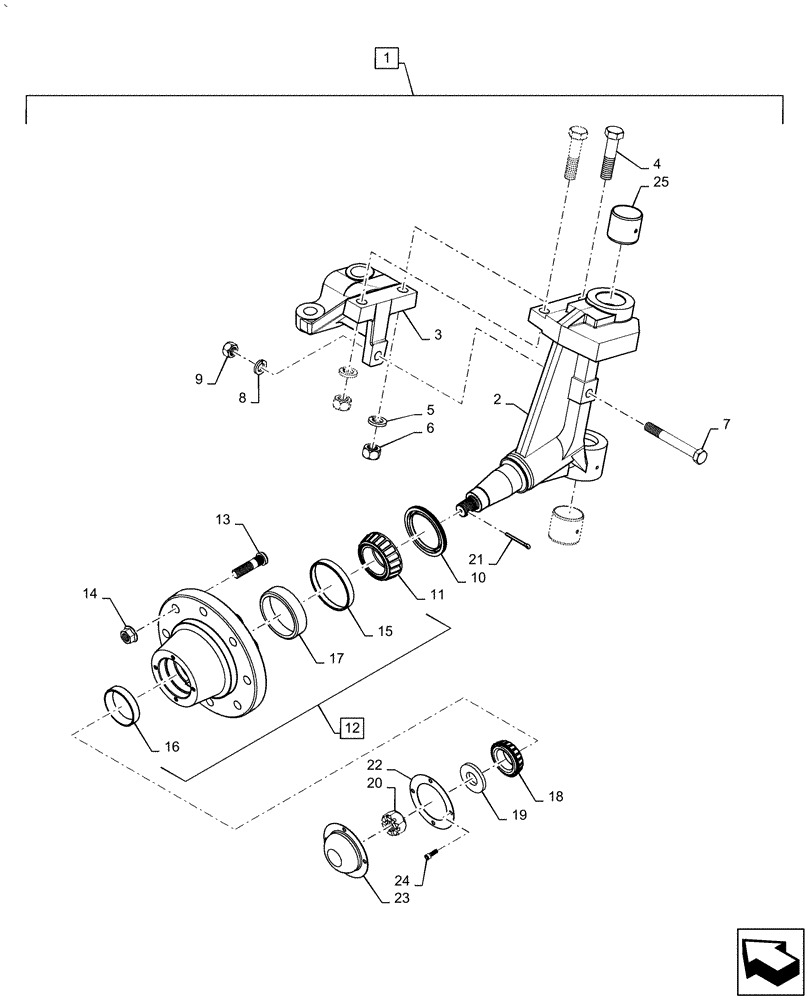 Схема запчастей Case IH AF4088 - (27.550.AJ[04]) - STEERING KNUCKLE, HUB, REAR AXLE, LH (27) - REAR AXLE SYSTEM