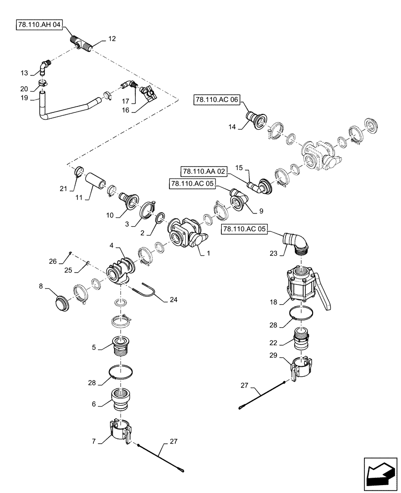 Схема запчастей Case IH PATRIOT 3240 - (78.110.AC[03.1]) - 3" FILL STATION PLUMBING, BSN YFT041440 (78) - SPRAYING