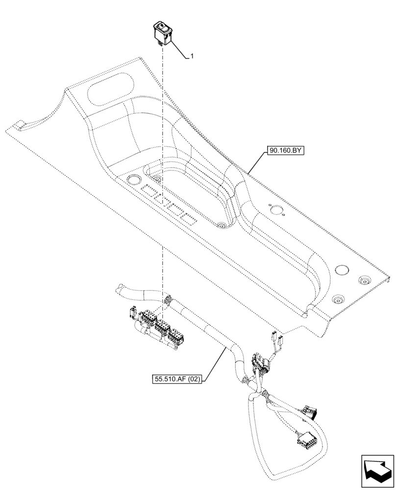 Схема запчастей Case IH FARMLIFT 635 - (55.512.CF[01]) - VAR - 749249 - REVERSIBLE FAN, SWITCH (55) - ELECTRICAL SYSTEMS