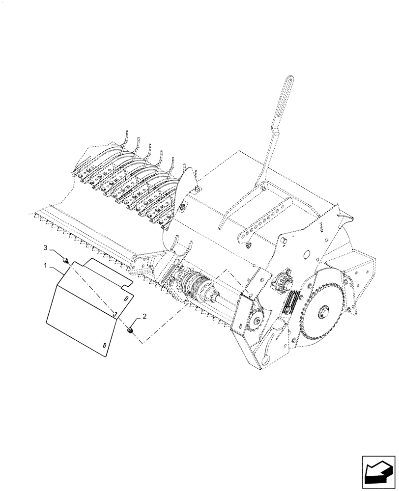 Схема запчастей Case IH RB455 - (90.105.AS[01]) - VAR - 726827, 726828, 726960 - PICK-UP CLUTCH SHIELD, 2.0M ROTOR (90) - PLATFORM, CAB, BODYWORK AND DECALS