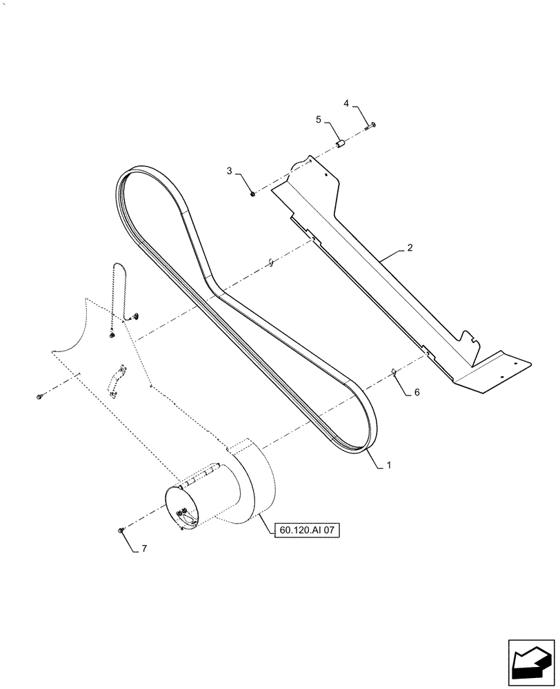 Схема запчастей Case IH AF4077 - (60.120.AI[06]) - SHIELD, HEADER, DRIVE, STANDARD (60) - PRODUCT FEEDING