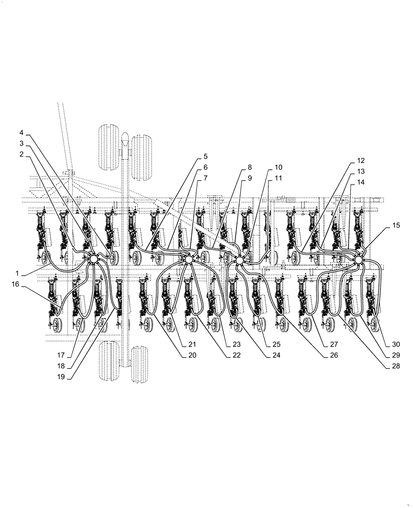 Схема запчастей Case IH 500 - (79.904.AA[07]) - AIR HOSES RIGHT 50 FOOT 10" TOW BEHIND (79) - PLANTING