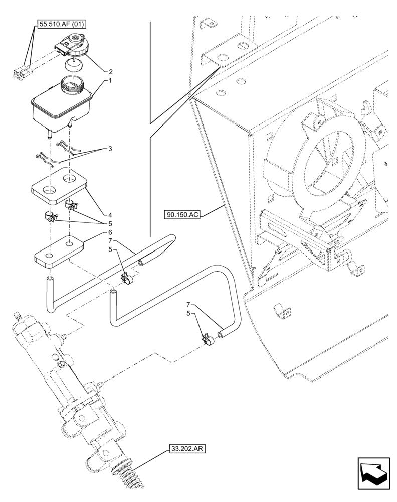 Схема запчастей Case IH FARMLIFT 632 - (33.202.AN) - BRAKE FLUID RESERVOIR (33) - BRAKES & CONTROLS