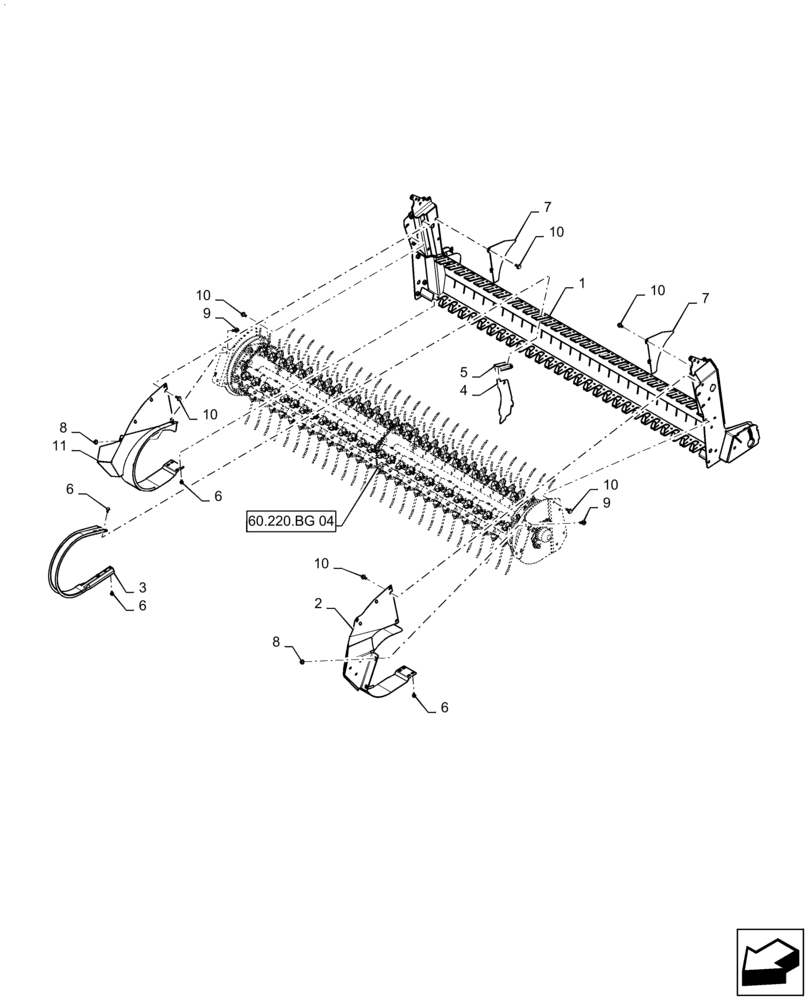 Схема запчастей Case IH RB455 - (60.220.BD[12]) - VAR - 726918 - 1.8M PICKUP ASSEMBLY, 5-BAR, OVERSHOT FEEDER (60) - PRODUCT FEEDING