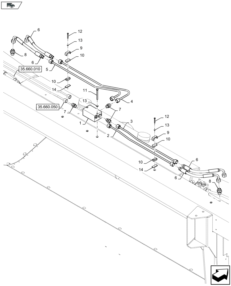 Схема запчастей Case IH 4412F-30 - (35.660.060) - HYDRAULIC FLIP UP MANIFOLD (35) - HYDRAULIC SYSTEMS