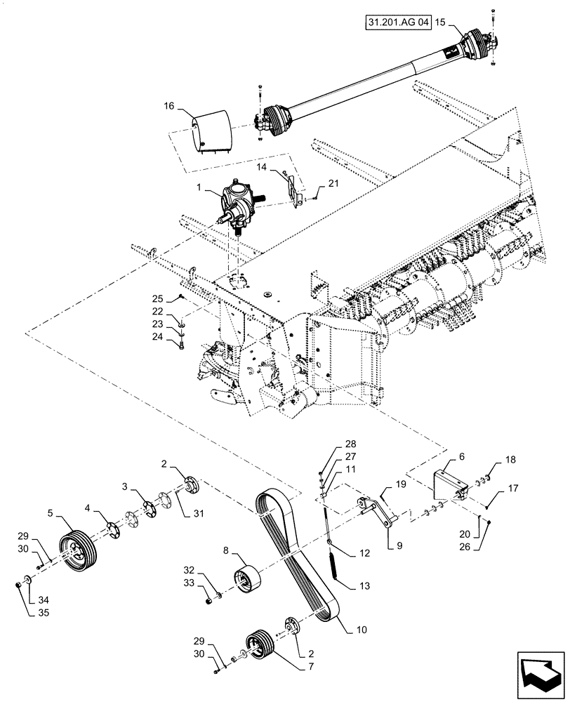 Схема запчастей Case IH DC133 - (60.620.AE[01]) - HEADER, DRIVE ASSY, FLAIL (60) - PRODUCT FEEDING