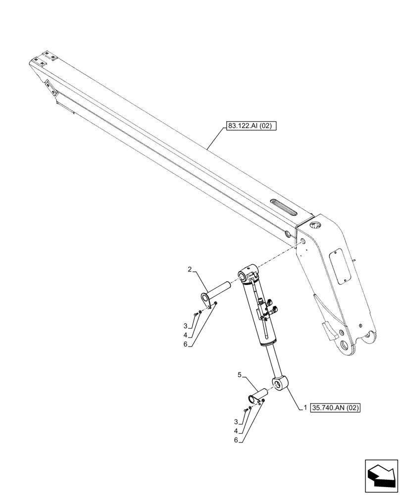 Схема запчастей Case IH FARMLIFT 735 - (35.740.AN[01]) - TILT CYLINDER (6 - 7M) (35) - HYDRAULIC SYSTEMS