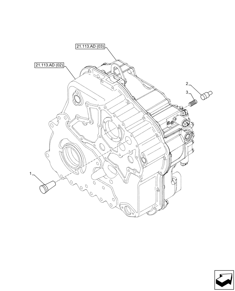 Схема запчастей Case IH FARMLIFT 635 - (21.135.AQ[03]) - TRANSMISSION, POWERSHIFT, PRESSURE RELIEF VALVE (21) - TRANSMISSION